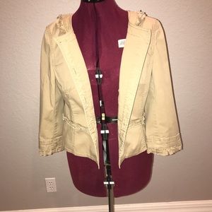 Ann Taylor Loft Khaki Jacket with Ruffle Accent